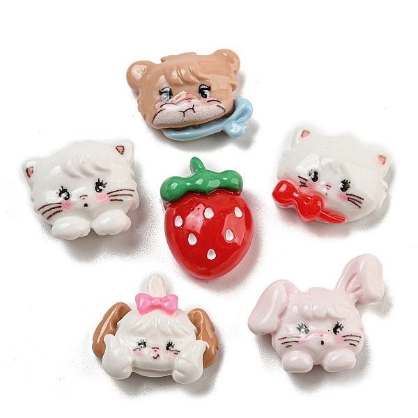 

PandaHall Opaque Resin Decoden Cabochons, Cat Shape & Rabbit & Strawberry, Mixed Shapes, Mixed Color, 11~14.5x10~16.5x5.5~6mm Resin Mixed..., Multicolor
