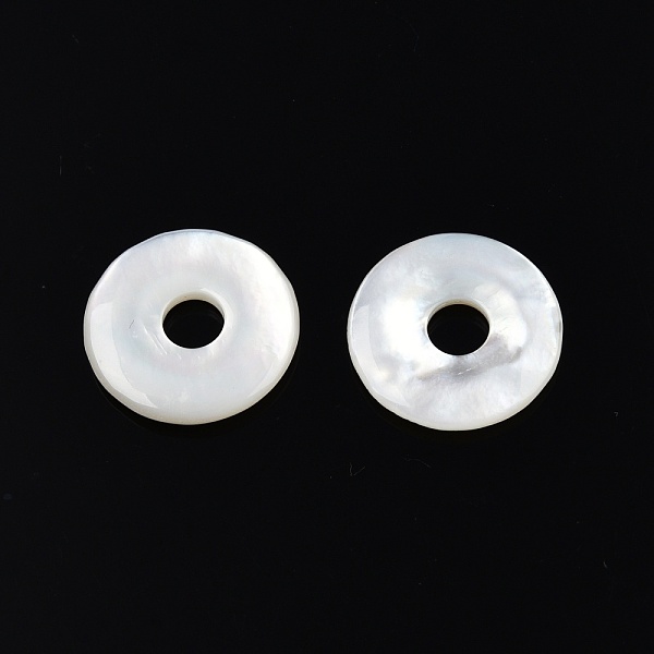 

PandaHall Natural White Shell Charms, Donut/Pi Disc, 15x2.5mm, Hole: 4mm White Shell Donut
