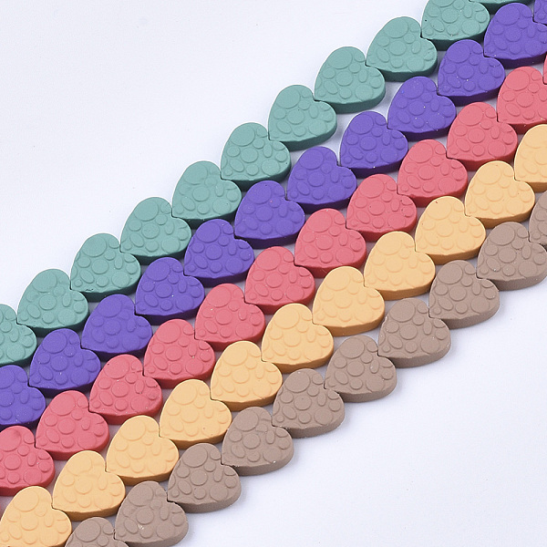 

PandaHall Spray Painted Non-magnetic Synthetic Hematite Beads Strands, Heart, Mixed Color, 10x10x3.5mm, Hole: 0.8mm, about 44pcs/strand..., Multicolor