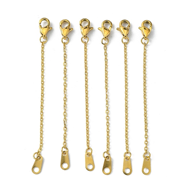 

PandaHall Stainless Steel Chain Extender, with Lobster Claw Clasps & Curb Chains, Golden, 60x1mm Stainless Steel