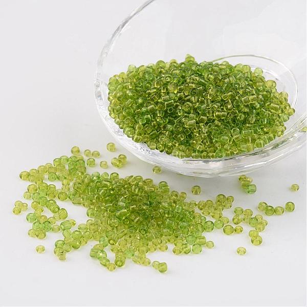 

PandaHall 8/0 Glass Seed Beads, Transparent, Round, Green Yellow, 3mm, Hole: 1mm, about 1097pcs/50g Glass Green