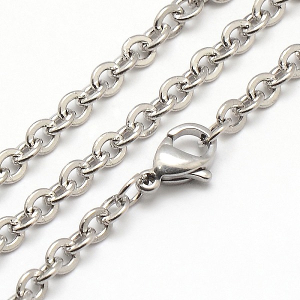 

PandaHall Trendy Unisex 304 Stainless Steel Cable Chain Necklaces, with Lobster Clasps, Stainless Steel Color, 17.7 inch(44.9cm), 4x3x0.5mm...