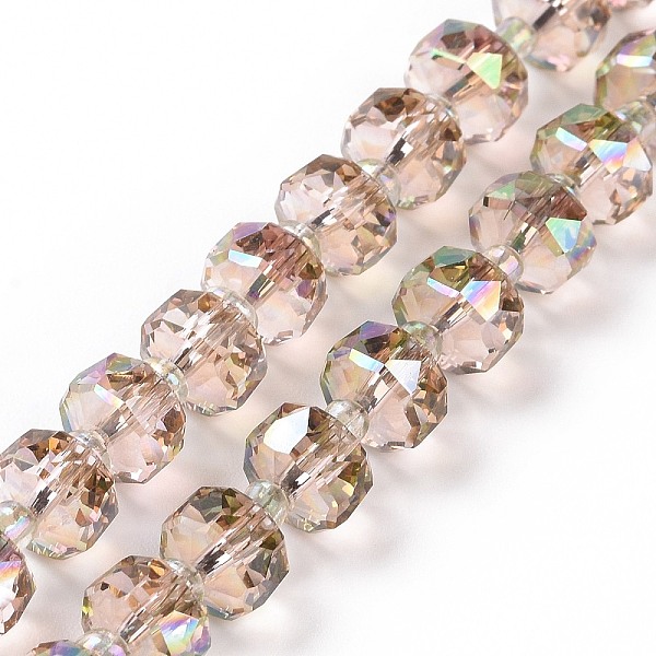 

PandaHall Transparent Electroplate Glass Beads Strands, AB Color Plated, Faceted, Rondelle, Tan, 7.5x5mm, Hole: 1.4mm, about 80pcs/strand..., Orange