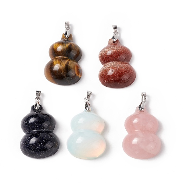 

PandaHall Natural & Synthetic Gemstone Pendants, with Platinum Tone Brass Findings, Gourd Charm, 35x25x12mm, Hole: 4x4mm Mixed Stone...