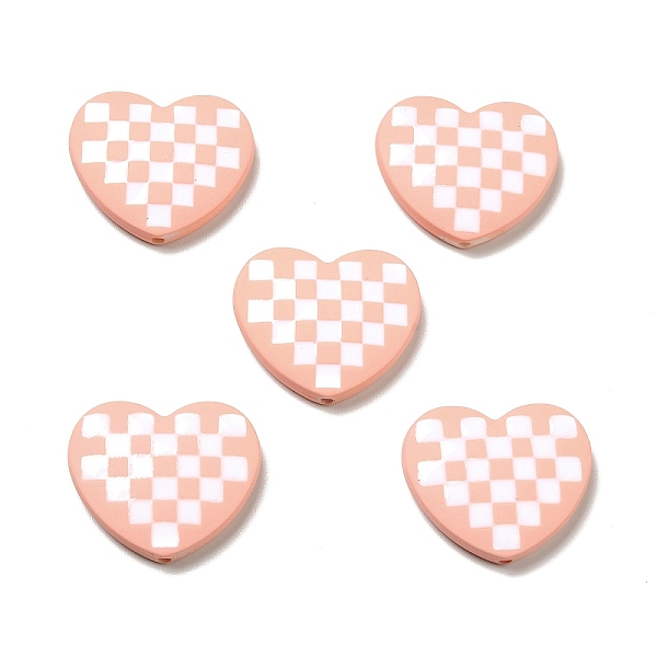 

PandaHall Opaque Acrylic Beads, with Enamel, Heart with Tartan Pattern, Pink, 21x25x5mm, Hole: 1.6mm Acrylic Heart Pink
