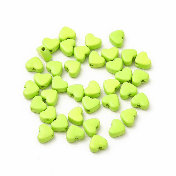 

PandaHall Heart Spray Painted Alloy Beads, Cadmium Free & Nickel Free & Lead Free, Green Yellow, 5x6x3mm, Hole: 1.2mm Alloy Heart