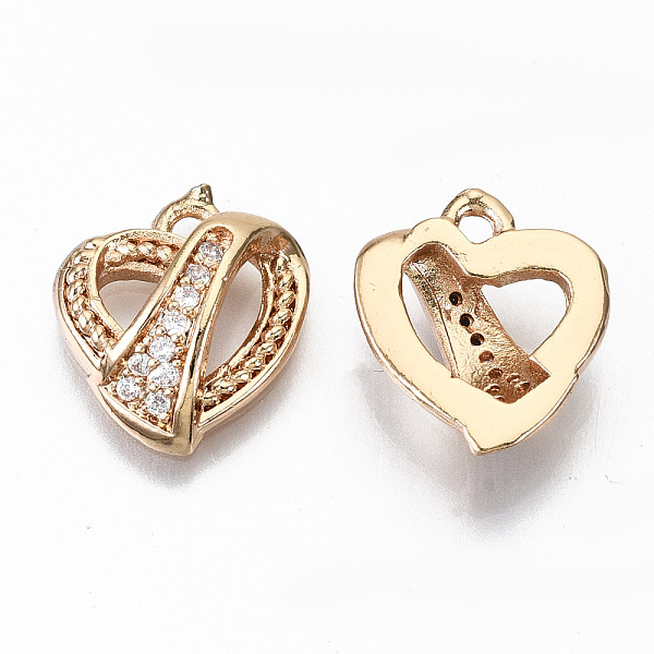 

PandaHall Brass Micro Pave Cubic Zirconia Charms, Light Gold, Long-Lasting Plated, Cadmium Free & Lead Free, Heart, Clear, 14x13x4mm, Hole...