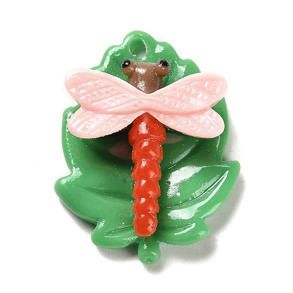 

PandaHall Opaque Resin Decoden Pendants, Insect Dragonfly with Leaf Charms, Misty Rose, 29x22x8.5mm, Hole: 2mm Resin Dragonfly
