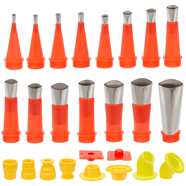 

PandaHall CRASPIRE Caulking Nozzle 24pcs Stainless Steel Caulk Nozzle Applicators with Connection Bases Reusable Caulking Finisher Kit for...