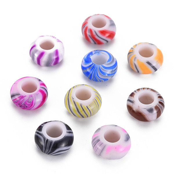 

PandaHall Opaque Acrylic European Beads, Large Hole Beads, Rondelle, Mixed Color, 14x7.5mm, Hole: 6mm, about 500pcs/500g Acrylic Rondelle..., Multicolor