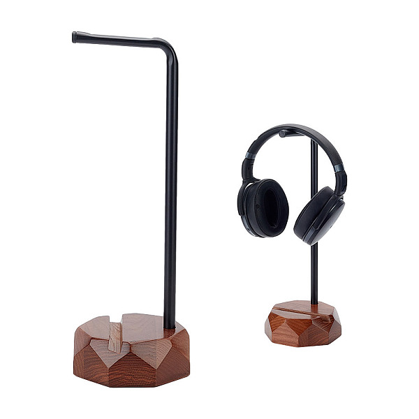 

PandaHall Wood Headset Display Stands Holder, Coconut Brown, 11x12x35cm Wood