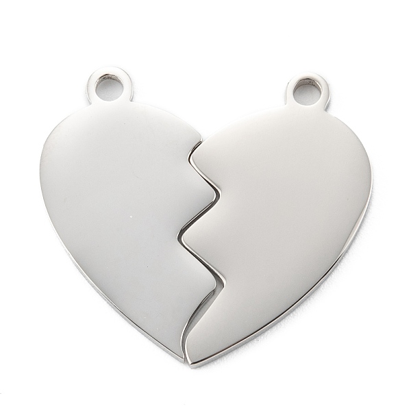 

PandaHall 304 Stainless Steel Split Pendants, Double Heart , Stainless Steel Color, 24.5x25x1.4mm, Hole: 1.8mm 304 Stainless Steel Heart
