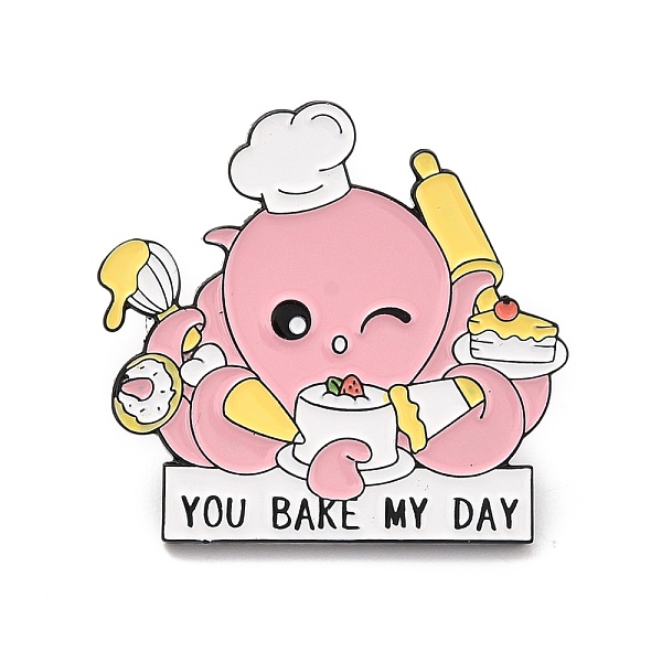 

PandaHall You Bake My Day Enamel Pin, Octopus Baking Alloy Enamel Brooch for Backpack Clothes, Electrophoresis Black, Pink, 28x30x10.5mm...