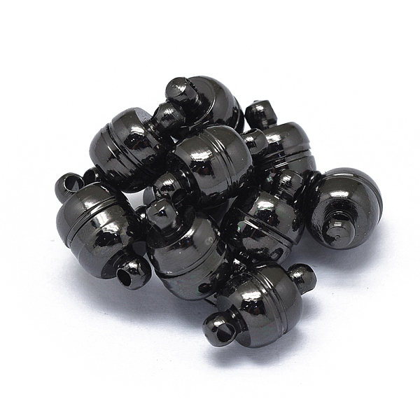 

PandaHall Rack Plating Brass Magnetic Clasps with Loops, N45 Grade Strong Magnet, Long-Lasting Plated, Barrel, Gunmetal, 12.5x7mm, Hole...