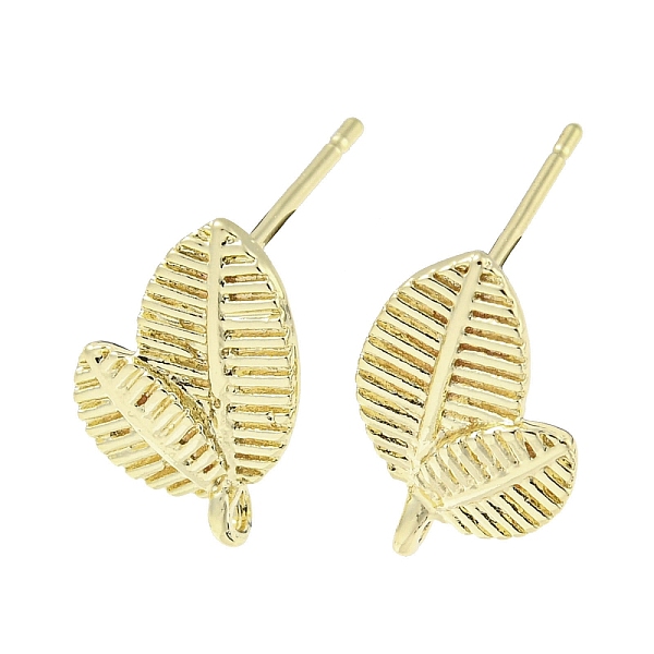 

PandaHall Brass Stur Earring Findings, Leaf, Real 14K Gold Plated, 14x9mm, Hole: 1.2mm, Pin: 12mm Brass Leaf