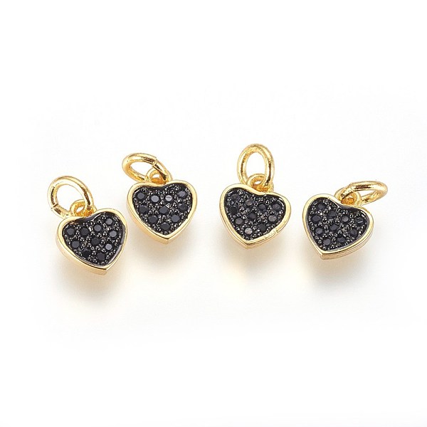 

PandaHall Brass Micro Pave Cubic Zirconia Charms, with Jump Ring, Heart, Black, Gunmetal & Golden, 8x7x2mm, Hole: 3mm Brass+Cubic Zirconia...