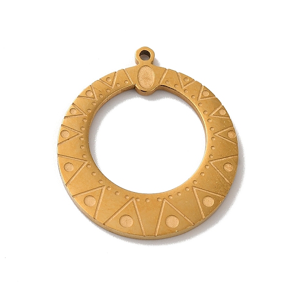 

PandaHall Bohemian Style 304 Stainless Steel Pendant, Round Ring, Golden, 22x20x1.5mm, Hole: 1mm 304 Stainless Steel Ring