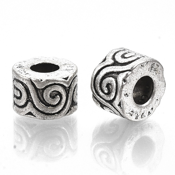 

PandaHall Tibetan Style Alloy European Beads, Large Hole Beads, Cadmium Free & Lead Free, Column with Swirl Pattern, Antique Silver, 10x7mm...