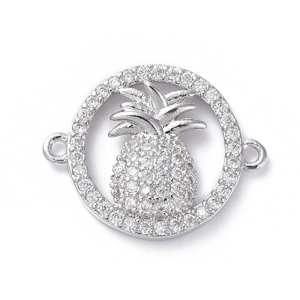 

PandaHall Brass Micro Pave Cubic Zirconia Links connectors, Ring and Pineapple, Clear, Platinum, 15x19x3mm, Hole: 1.2mm Brass+Cubic Zirconia...