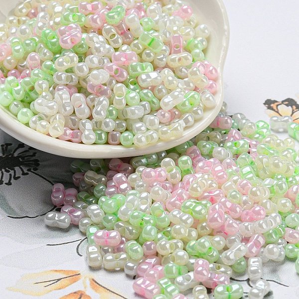 

PandaHall Glass Seed Beads, Opaque Colours Luster, Peanut, Pale Green, 6x3x3mm, Hole: 1.2mm, about 4000pcs/pound Glass Peanut