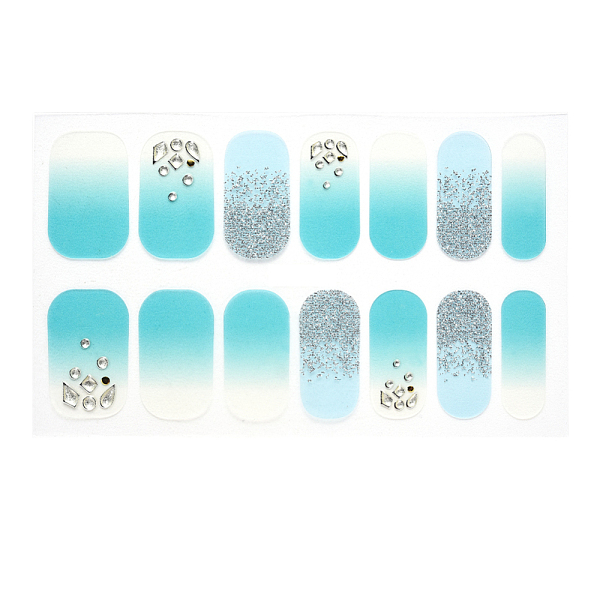 

PandaHall Full Cover Ombre Nails Wraps, Glitter Powder Color Street Nail Strips, Self-Adhesive, for Nail Tips Decorations, Dark Turquoise...