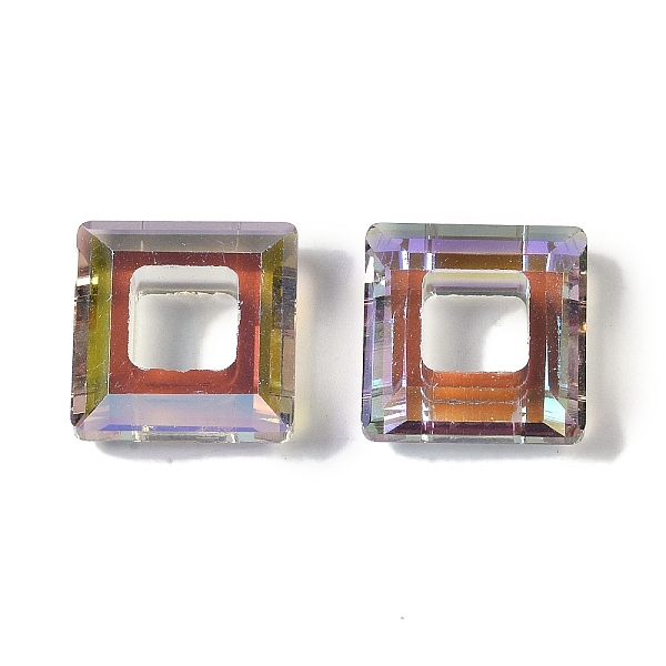 

PandaHall Transparent Electroplate Glass Pendant, Half Rainbow Plated, Faceted, Square, Thistle, 14x14x5mm, Hole: 6.8mm Glass Square Purple