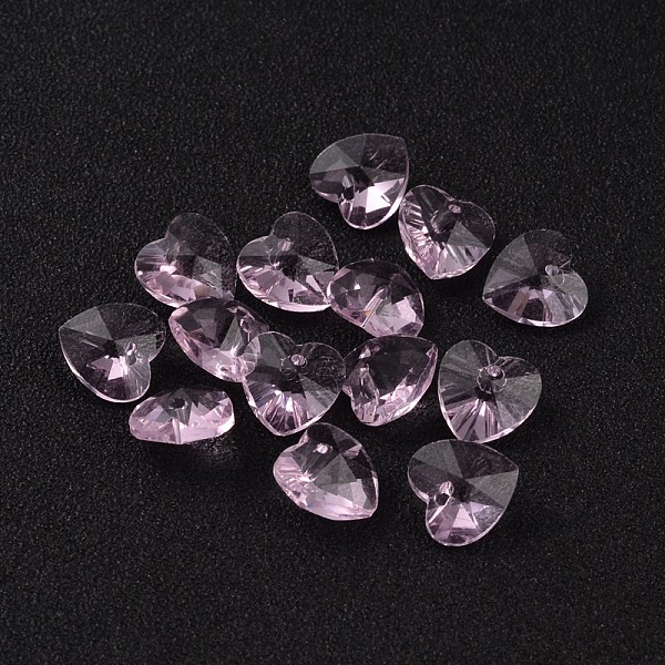 

PandaHall Romantic Valentines Ideas Glass Charms, Faceted Heart Charm, Pearl Pink, 10x10x5mm, Hole: 1mm Glass Heart Pink