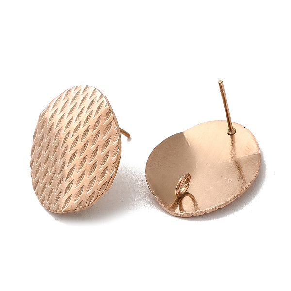 

PandaHall Ion Plating(IP) 304 Stainless Steel Stud Earrings Findings, with Vertical Loop, Textured Oval, Rose Gold, 20x16mm, Hole: 2.5mm...