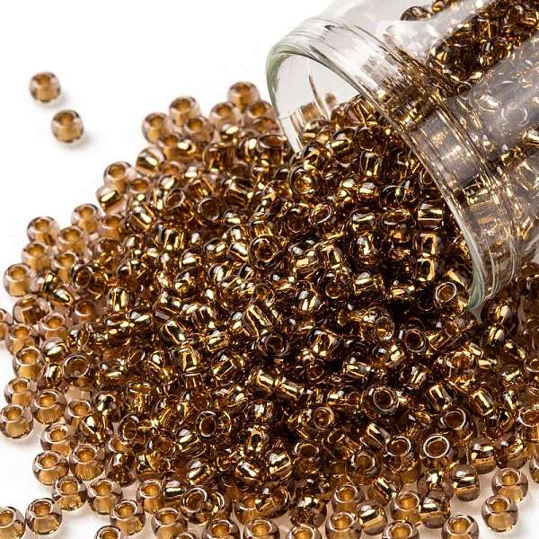 

PandaHall TOHO Round Seed Beads, Japanese Seed Beads, (754) Gold Lined Pink, 8/0, 3mm, Hole: 1mm, about 1110pcs/50g Glass Pink