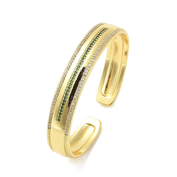

PandaHall Brass Pave Green Cubic Zirconia Open Cuff Bangles for Women, Real 18K Gold Plated, 3/8 inch(1.05cm), Inner Diameter: 2-1/2x2 inch...