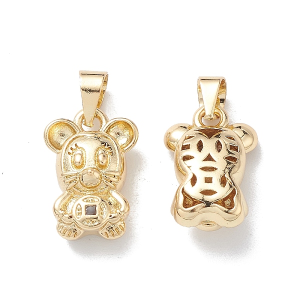 

PandaHall Rack Plating Brass Charms, Long-Lasting Plated, Mouse Charm, Real 18K Gold Plated, 14.5x10x6mm, Hole: 4.5x3.5mm Brass Mouse Clear
