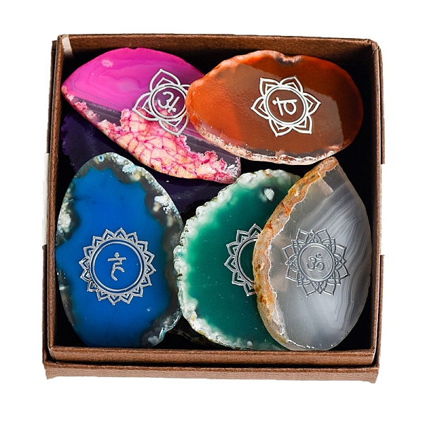 

PandaHall 7Pcs 7 Style Dyed Natural Agate Chakra Theme Display Decorations, Figurine Home Decoration, Reiki Energy Stone for Healing, Mixed..., Multicolor