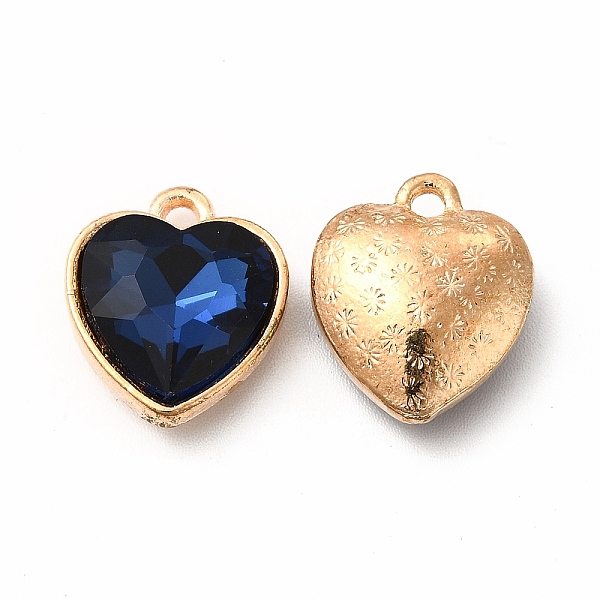 

PandaHall Faceted Glass Rhinestone Pendants, with Golden Tone Zinc Alloy Findings, Heart Charms, Dark Blue, 16.5x14x6.5mm, Hole: 1.6mm...