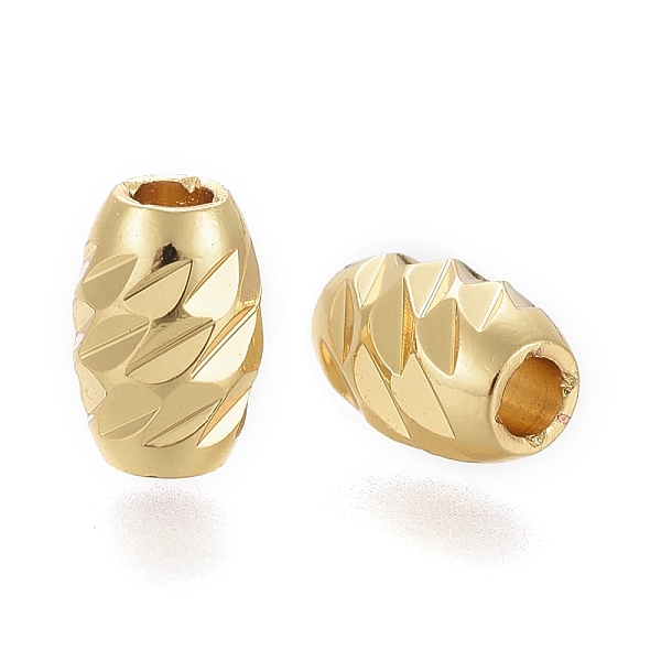

PandaHall Brass Beads, Long-Lasting Plated, Textured, Rice, Real 18K Gold Plated, 7x5mm, Hole: 2mm Brass Rice