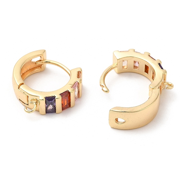 

PandaHall Brass with Glass Hoop Earring Findings, Rings, Real 18K Gold Plated, 18 Gauge, 17x16.5x5.5mm, Hole: 1.2mm, Pin: 1mm Brass