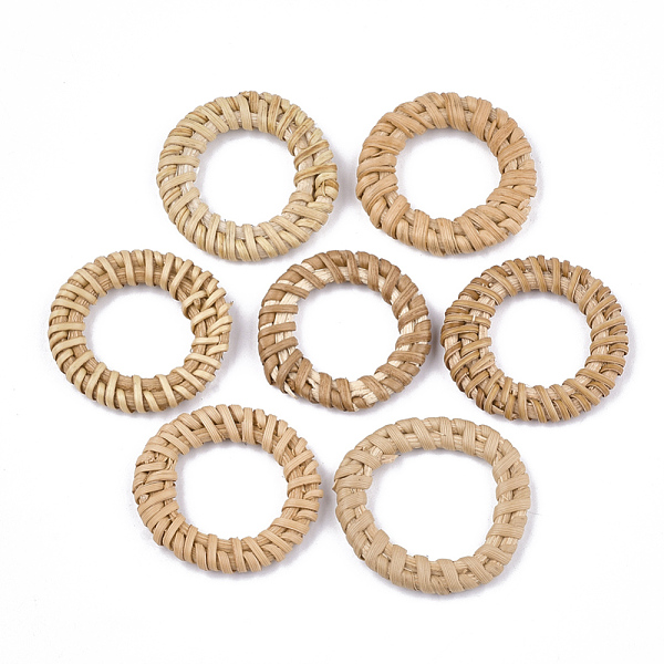 

PandaHall Handmade Reed Cane/Rattan Woven Linking Rings, For Making Straw Earrings and Necklaces, Ring, BurlyWood, 35~40x3~6mm, Inner..., Orange
