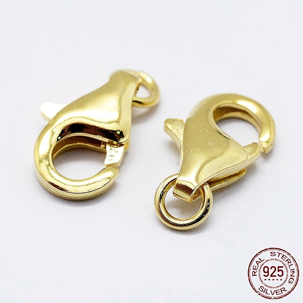 

PandaHall 925 Sterling Silver Lobster Claw Clasps, with 925 Stamp, Golden, 9.5mm, Hole: 1mm Sterling Silver Others