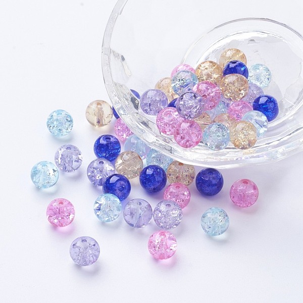 

PandaHall Baking Painted Crackle Glass Beads, Lavender Garden Mix, Round, Mixed Color, 8~8.5x7.5~8mm, Hole: 1mm, about 100pcs/bag Glass..., Multicolor