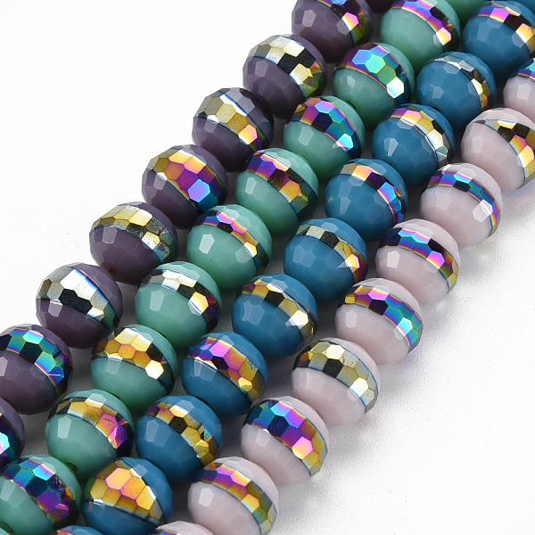 

PandaHall Electroplate Opaque Solid Color Glass Beads Strands, Rainbow Color Plated, Faceted, Round, Mixed Color, 10x9.5mm, Hole: 1.4mm..., Multicolor