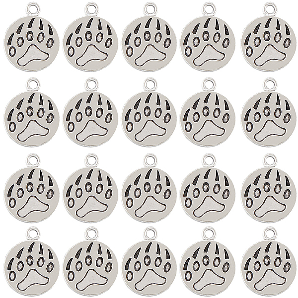 

PandaHall SUNNYCLUE 80Pcs Dog Paw Print Tibetan Style Alloy Pendant Enamel Settings, Antique Silver, 18x15x1.5mm, Hole: 2mm Alloy Paw Print