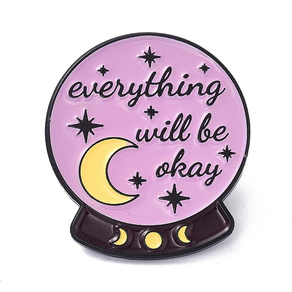 

PandaHall Everything Will Be Okay Enamel Pin, Moon & Star Crystal Ball Alloy Enamel Brooch for Backpacks Clothes, Electrophoresis Black..., Purple