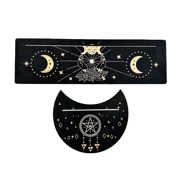 

PandaHall Wooden Tarot Card Display Stands, Tarot Holder for Divination, Tarot Decor Tools, Star, 250x75mm & 125x104mm Wood Star Black