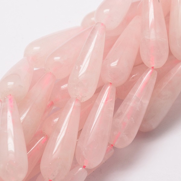 

PandaHall Natural Rose Quartz Teardrop Beads Strands, 30x10mm, Hole: 1.5mm, about 13pcs/strand, 15.7 inch Rose Quartz Teardrop
