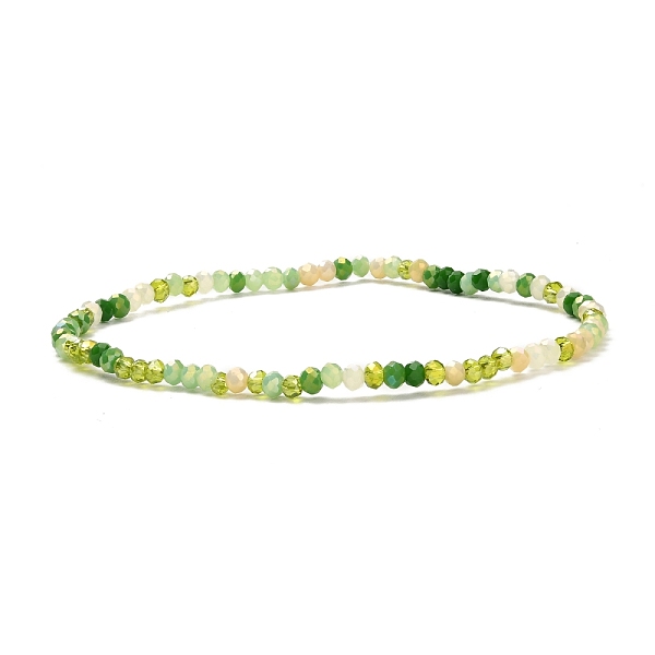 

PandaHall Faceted Round Glass Beads Stretch Bracelet for Teen Girl Women, Olive, Inner Diameter: 2-1/4 inch(5.7cm), Beads: 3x2mm Glass Green