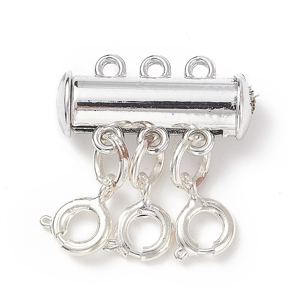 

PandaHall 3-Strand 6-Hole Brass Magnetic Slide Lock Clasps, with Spring Ring Clasps, Necklace Layering Clasps, Silver, 22x20mm, Hole: 1.5mm...
