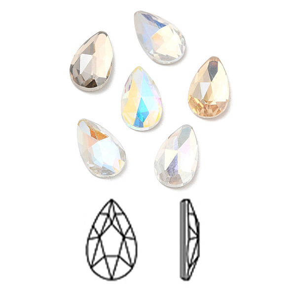 

PandaHall K9 Glass Rhinestone Cabochons, Flat Back & Back Plated, Faceted, Teardrop, Mixed Color, 12x7x4mm Glass Rhinestone Teardrop..., Multicolor