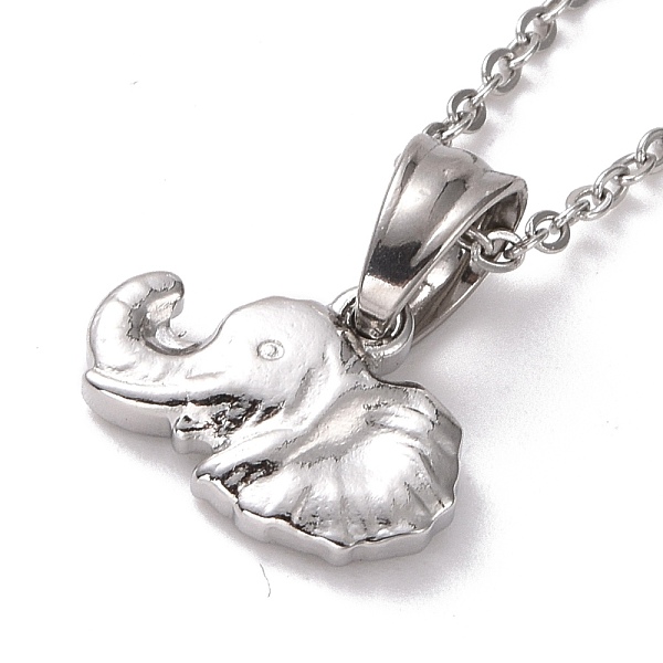 

PandaHall 304 Stainless Steel Elephant Pendant Necklace for Women, Stainless Steel Color, 19.69 inch(50cm) 304 Stainless Steel