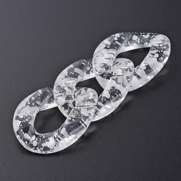 

PandaHall Transparent Acrylic Linking Rings, Quick Link Connectors, for Curb Chains Making, Twist Oval, White, 39x29x7.5mm, Inner Diameter...
