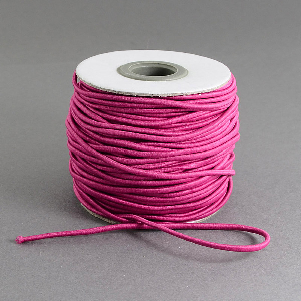 

PandaHall Round Elastic Cord, with Nylon Outside and Rubber Inside, Medium Violet Red, 1mm, about 109.36 yards(100m)/roll Elastic Fibre...