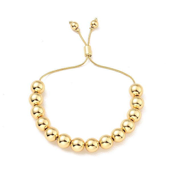 

PandaHall Rack Plating Brass Round Beaded Slider Bracelet for Women, Lead Free & Cadmium Free, Real 18K Gold Plated, Beads: 10mm, Inner...